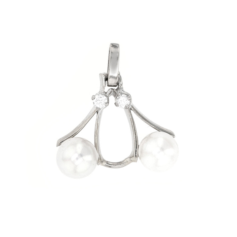 Pendentif diamants 0.08 carat et perles or blanc 2.88g Comme neuf -  reconditionné disponible sur Gemme Les Bijoux